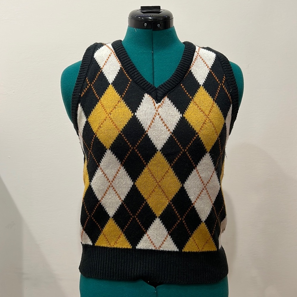 Cute Yellow & Black Plaid Vest